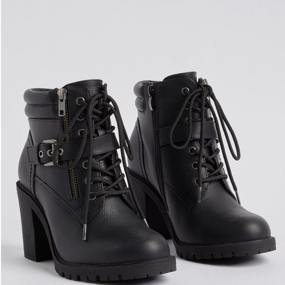 Torrid Heeled Black Ankle Moto Boots